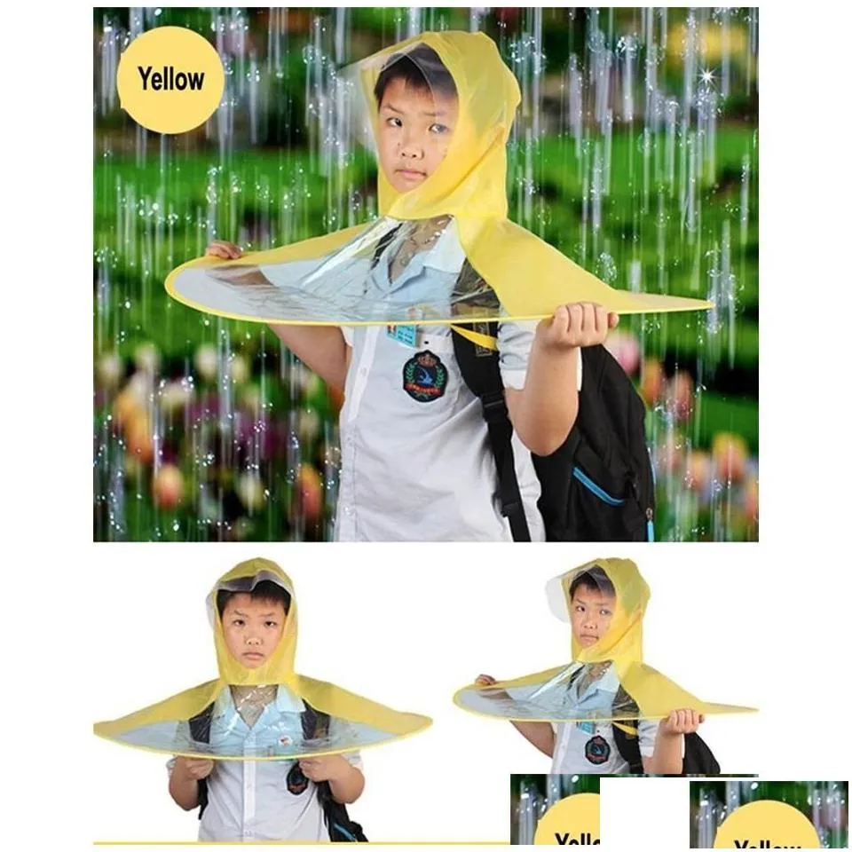 Rain Gear Okewa Rainwear Creative Umbrella Outdoor Fishing Golf Child Adt Er Transparent Umbrellas Coat Raincoat Headwear Hat Cap Si