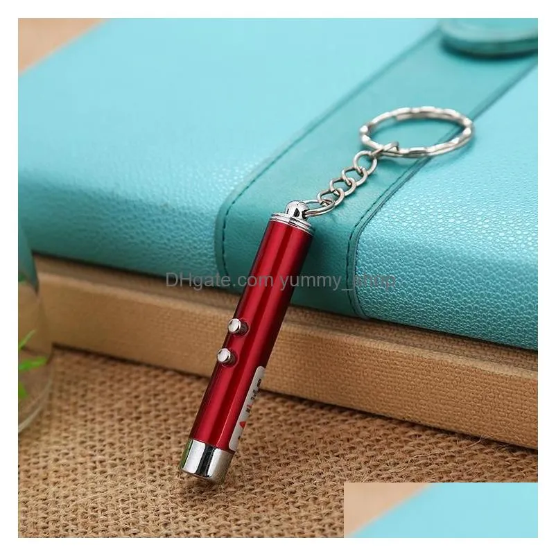 mini cat red laser pointer pen key chain funny led light pet cat toys keychain pointer pen keyring for cats training play toy dh0185
