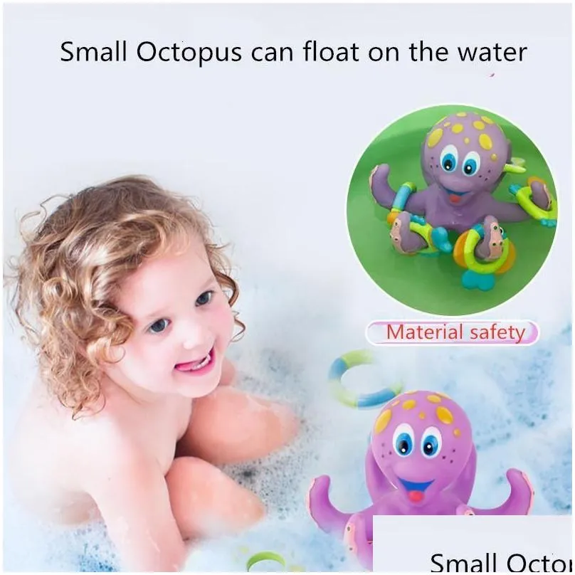 Bath Toys baby shower toys water toys fun floating ring toys games bathtubs swimming pools education octopus toys children`s gifts