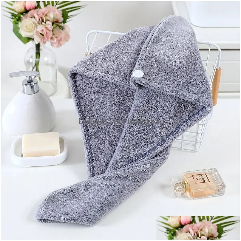 Shower Caps Drying Hair Towel Microfiber Shower Cap Wrap Strong Water Absorbent Triangle Hat Wi Tool Drop Delivery Home Garden Bath Ba Dhx3N