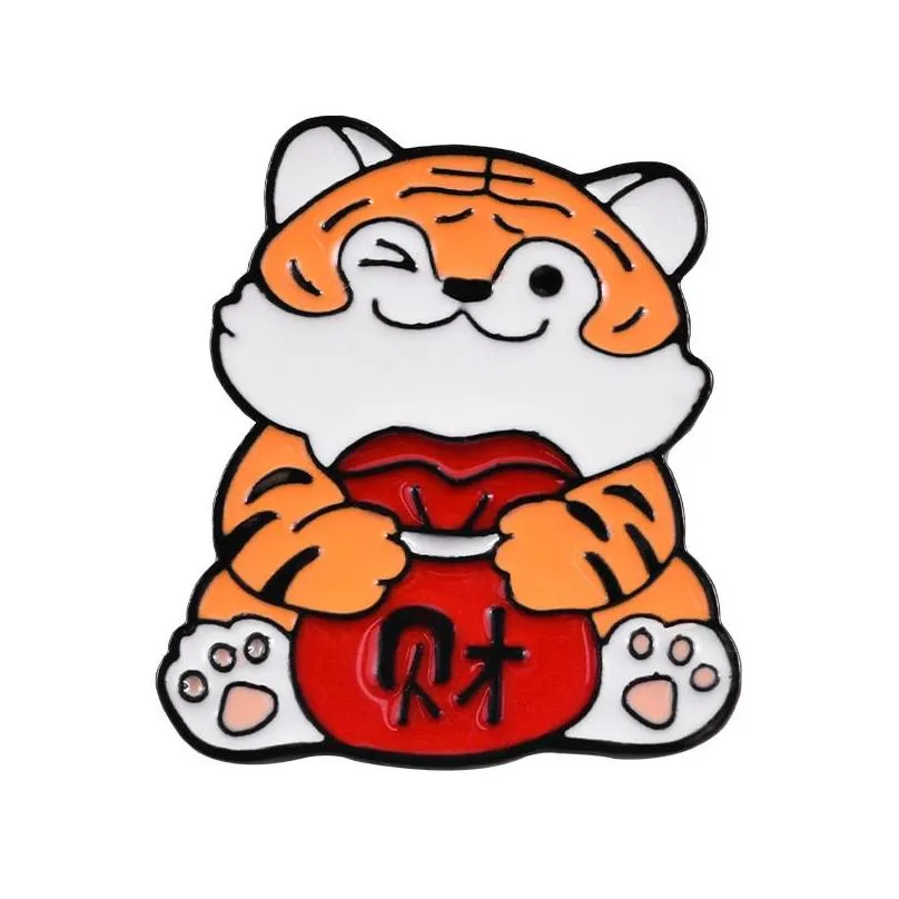 Cartoon Cute Animal Tiger Enamel Brooch Cute Fun Little Tiger Fortune Alloy Pins Badge Fashion Woman Jewelry Gift For Friends