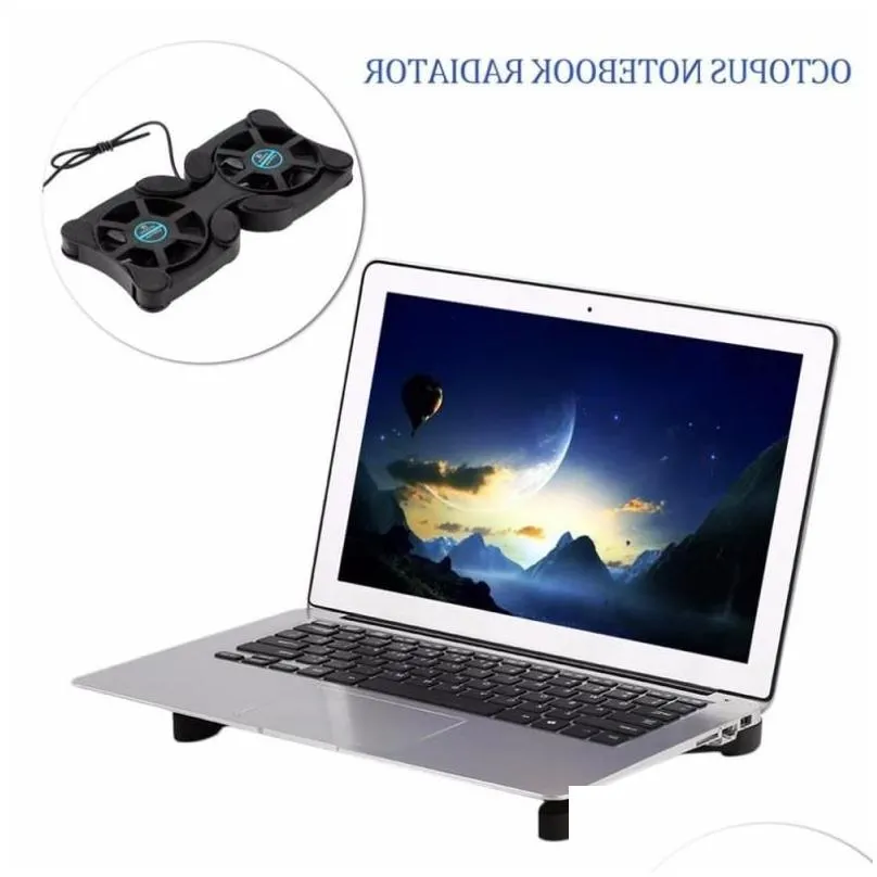 2 USB Port Mini Octopus Laptop Fan Cooler Pad Folding Coller Fan Cooling Wholesale Store Npner