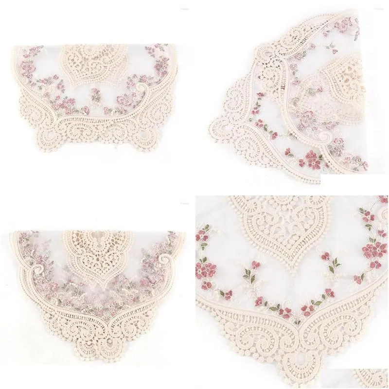 Mats & Pads Table Mats 2Pcs Vintage Placemats Cloghet Lace Exquisite Flower Embroidered Doilies Vase Mat 12.2 X 16.9 Inch Drop Deliver Dh2Vt