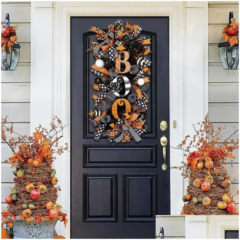 party decoration halloween wreath door hanging boo letter pumpkin doorplate garland garden pendant home decor supplies