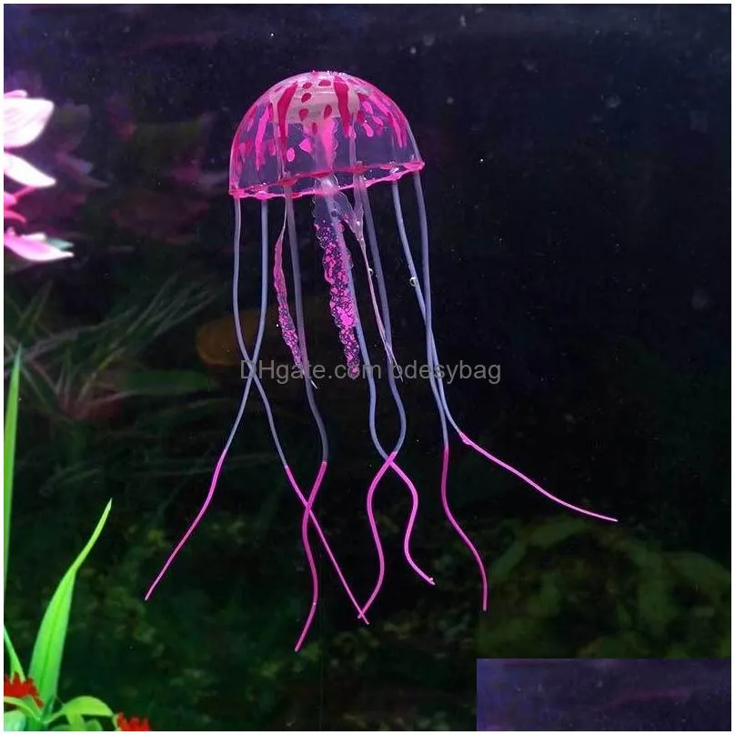 Decorations Artificial Swim Glowing Effect Jellyfish Aquarium Decoration Fish Tank Underwater Plant Luminous Ornament Aquatic Landscap Dhqkp