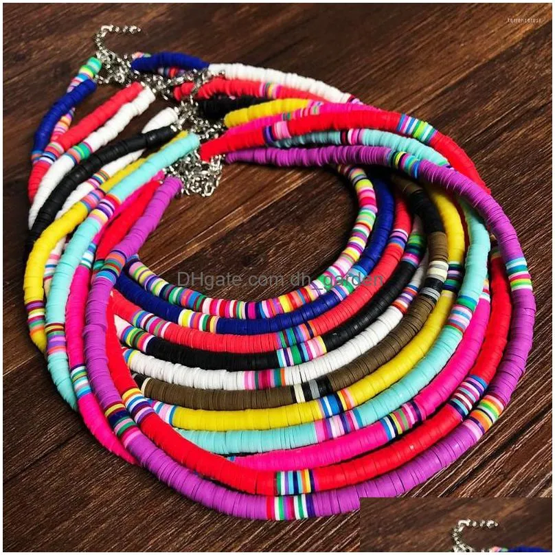 choker bohemian clay necklace heishi bead surfer beach for women polymer summer jewelry disc neck accessories