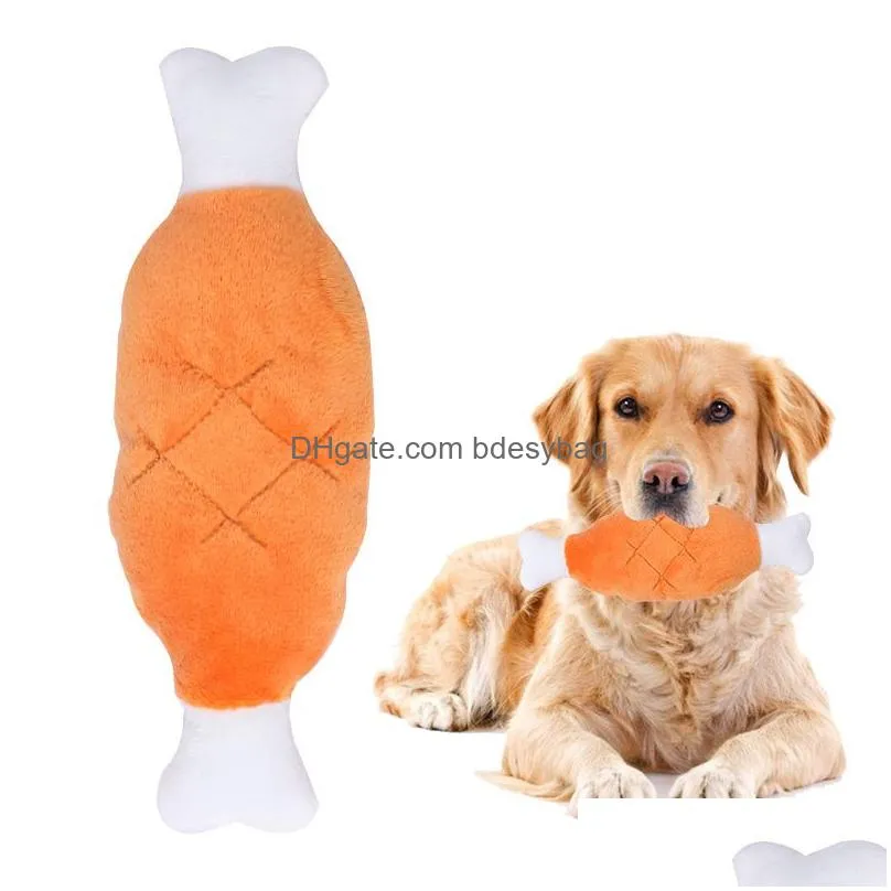 Dog Toys & Chews Animal Pet Dog Squeaky Toys Plush Toy Funny Drumstick Shape Durable For Chew Drop Delivery Home Garden Pet Supplies D Dh0Mg