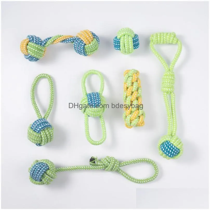 Dog Toys & Chews Handmade Pet Dog Chew Toy Powder Cotton Rope Knot Toys Combination Bite Molar Interaction Puppy Teething Supplies Dro Dhpu7