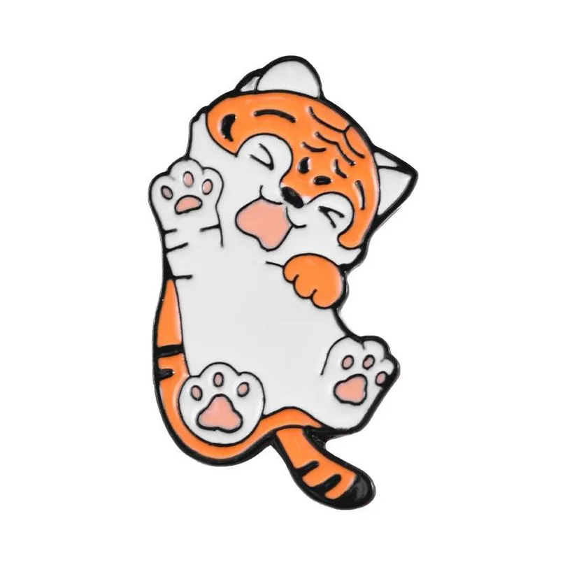 Cartoon Cute Animal Tiger Enamel Brooch Cute Fun Little Tiger Fortune Alloy Pins Badge Fashion Woman Jewelry Gift For Friends