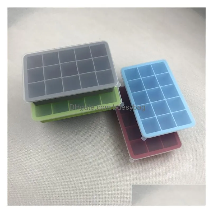 Other Bar Products 15 Grid Big Ice Tray Mold Box Large Food Grade Sile Cube Square Diy Bar Pub Wine Blocks Drop Delivery Home Garden K Dhhvi