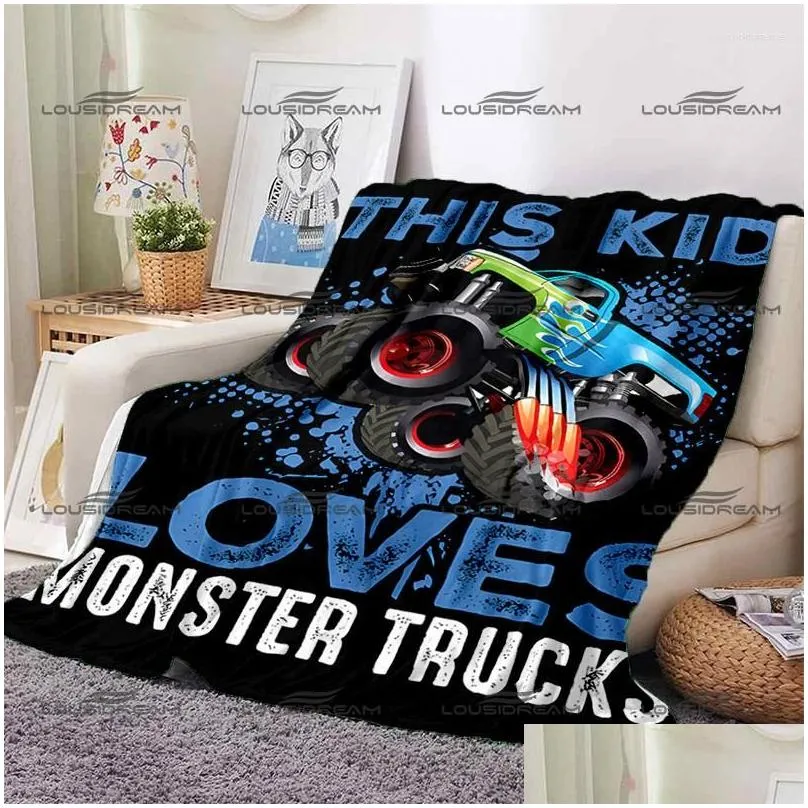 blankets classic monster jam pattern blanket truck warm flannel thin portable home travel office lunch break