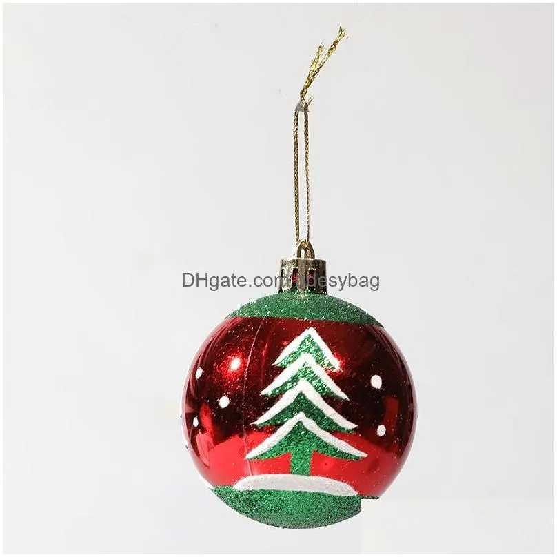 Christmas Decorations 6Cm Christmas Tree Ball Dot Snowflake Stripe Red Pendant For Diy Festive Party Decoration Supplies 6Pcs/Box Drop Dhwil