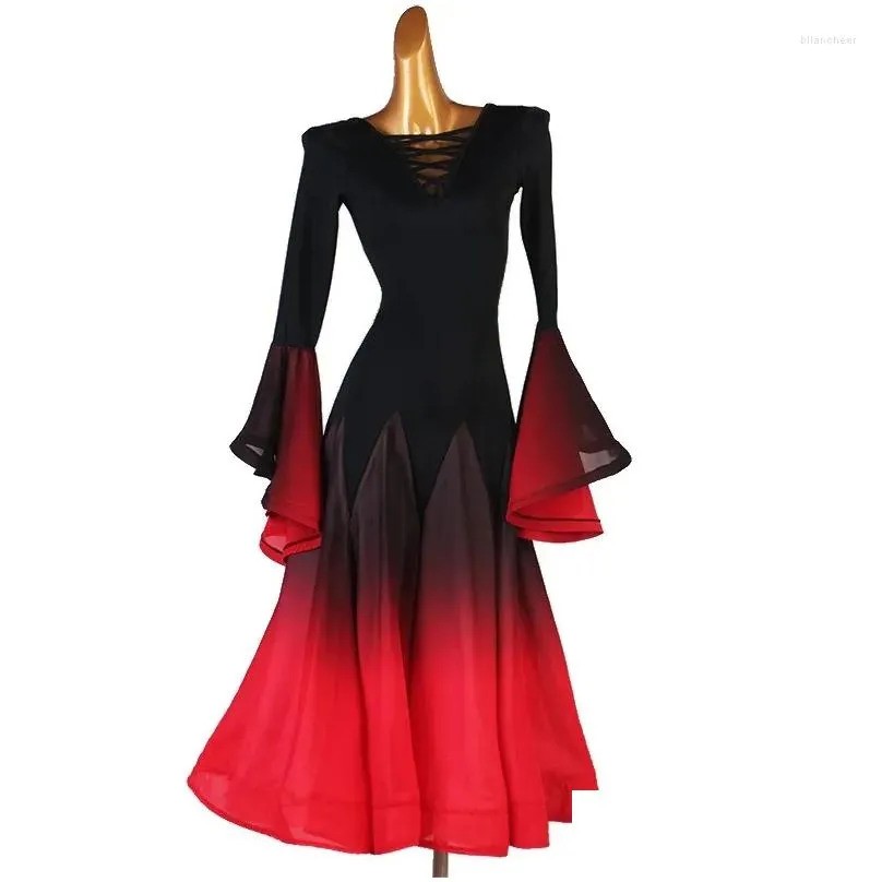 Stage Wear Dresses For Prom Professional Competition Suit National Standard Modern Gradient Color Waltz Dress Dance Women Customized