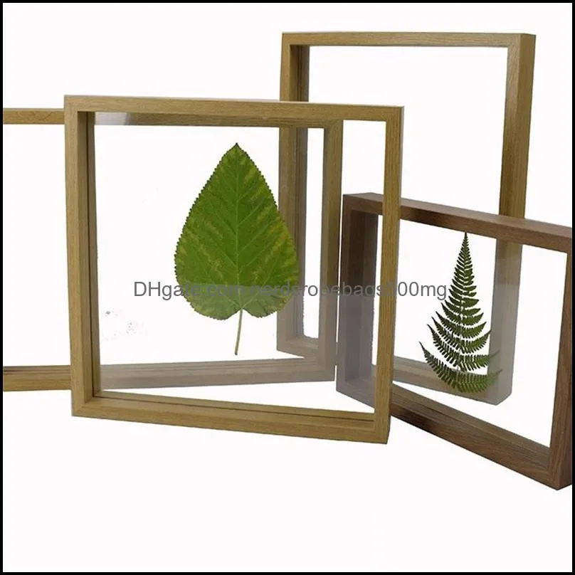 nordic style dried flower leaves diy pressed plant picture frames double side glass wooden frame home decoration wall art 1pc1 978 r2