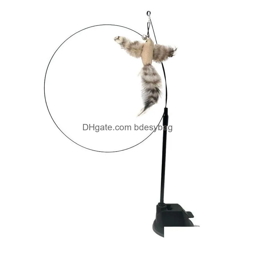 Cat Toys Handmade Interactive Cat Toy Funny Simation Bird Feather With Bell Cats Stick For Kitten Playing Teaser Wand Pet Supplies Dro Dhdhb