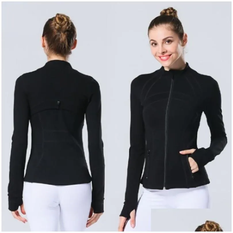 Lu Yoga Jacket Women`s Define Workout Sport Coat Fitness Jacket Sports Quick Dry Activewear Top Solid Zip Up Sweatshirt Sportwear Hot