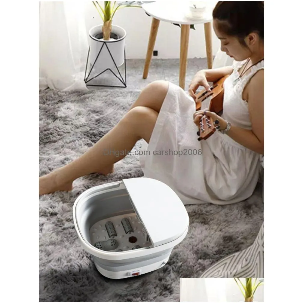 Other Home Garden Foot Care Antidry Burning Bath Bucket Red Light Bubble Surfing Household Portable Basin Folding Spa Hine 230629 D Dhx2Q