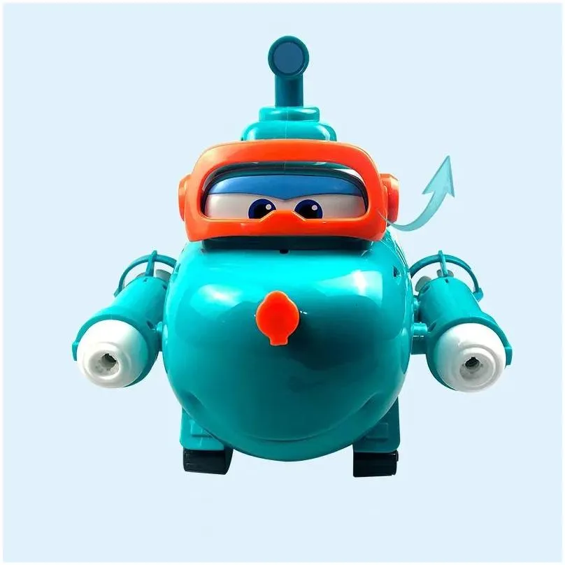 Bath Toys season Super Wings Willie`s Submarine and Sound Music Light Deformation Action Atlas Simulation Model Gift Toys 230615