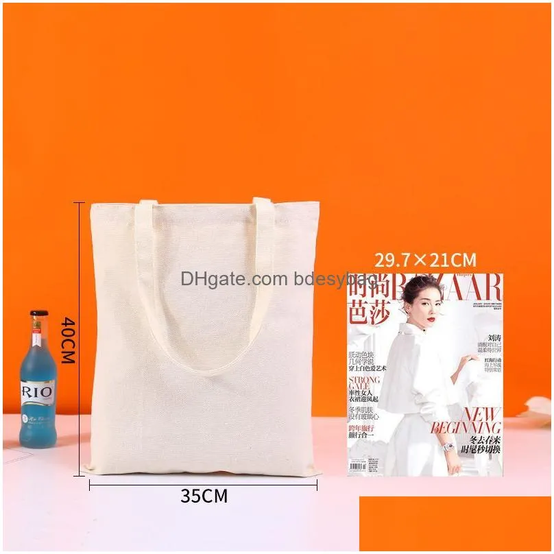 Storage Bags Portable Canvas Bag Grocery Handbag Foldable Fabric Tote Shop Bags For Woman Cloth Organizer Drop Delivery Home Garden Ho Dhmg4