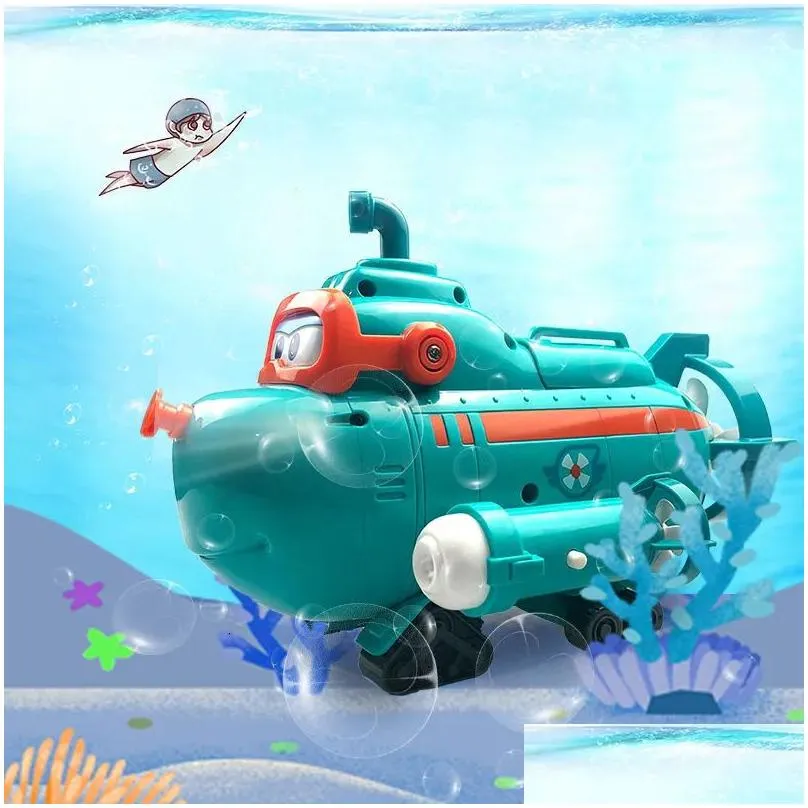 Bath Toys season Super Wings Willie`s Submarine and Sound Music Light Deformation Action Atlas Simulation Model Gift Toys 230615