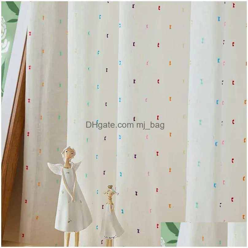 Curtain Curtain Rainbow Sugar Style Linen Tle For Living Roomroom Children Window Drapes Home Decor Curtains Contias Drop Delivery Hom Dhftb
