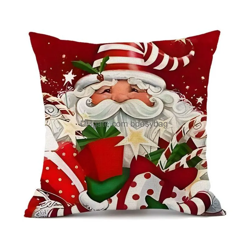 Cushion/Decorative Pillow Christmas Cushion Er Xmas Decorations For Home Merry Ornament Pillowcase Natal Navidad New Year Drop Deliver Dhx3F