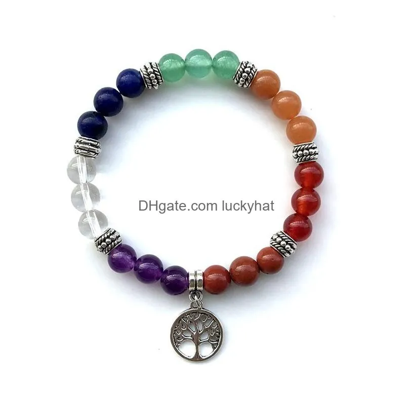 Beaded Natural Crystal Stone Beaded Bracelet Bracelets Yoga Power Creative Gift Drop Delivery Jewelry Bracelets Dhjfr
