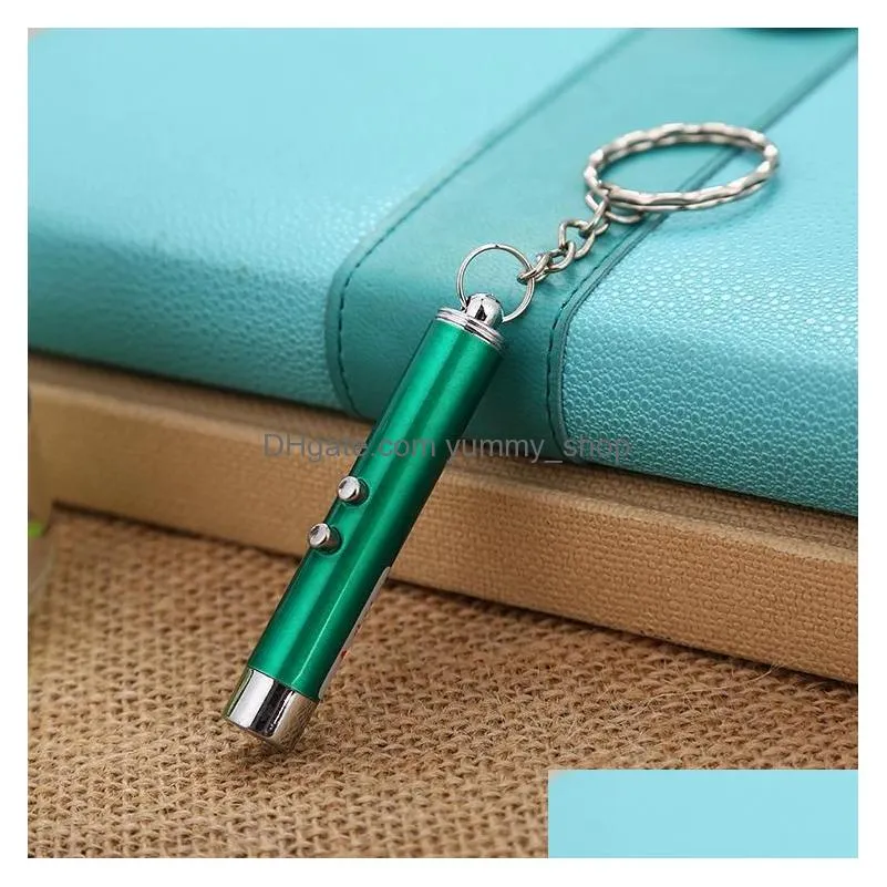 mini cat red laser pointer pen key chain funny led light pet cat toys keychain pointer pen keyring for cats training play toy dh0185