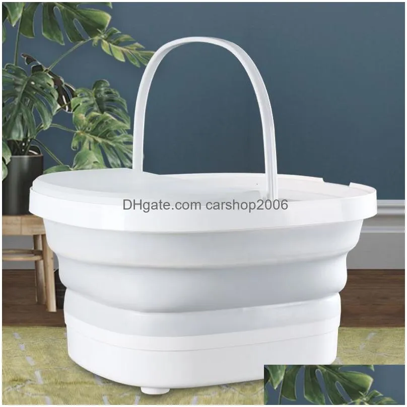 Other Home Garden Foot Care Antidry Burning Bath Bucket Red Light Bubble Surfing Household Portable Basin Folding Spa Hine 230629 D Dhx2Q
