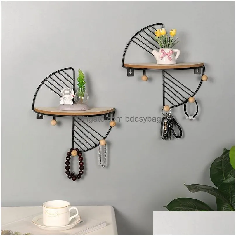 Storage Holders & Racks Nordic Wall Shelf Decoration Metal Storage Rack Kitchen Living Room Figurines Crafts Display Racks Home Drop D Dhblg