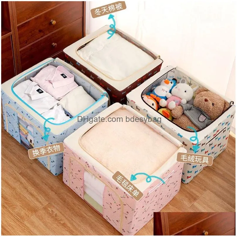 Storage Bags Large Capacity Quilt Storage Bag Wardrobe Clothes Organizer Household Blanket Zipper Sorting Bags Drop Delivery Home Gard Dhuq4
