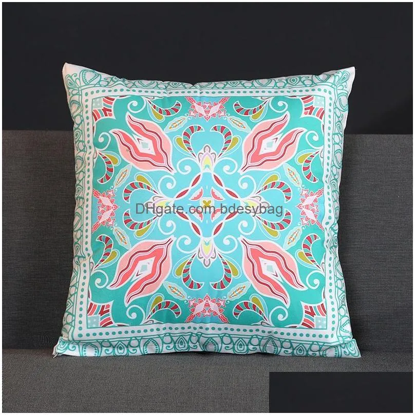Cushion/Decorative Pillow Double Sided Printing Cushion Pillow Ethnic Style Floral Geometric Decorative Hug For Wedding Party Home El Dhxzs