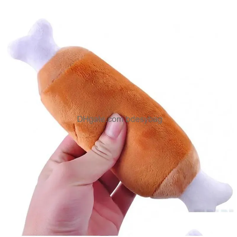 Dog Toys & Chews Animal Pet Dog Squeaky Toys Plush Toy Funny Drumstick Shape Durable For Chew Drop Delivery Home Garden Pet Supplies D Dh0Mg
