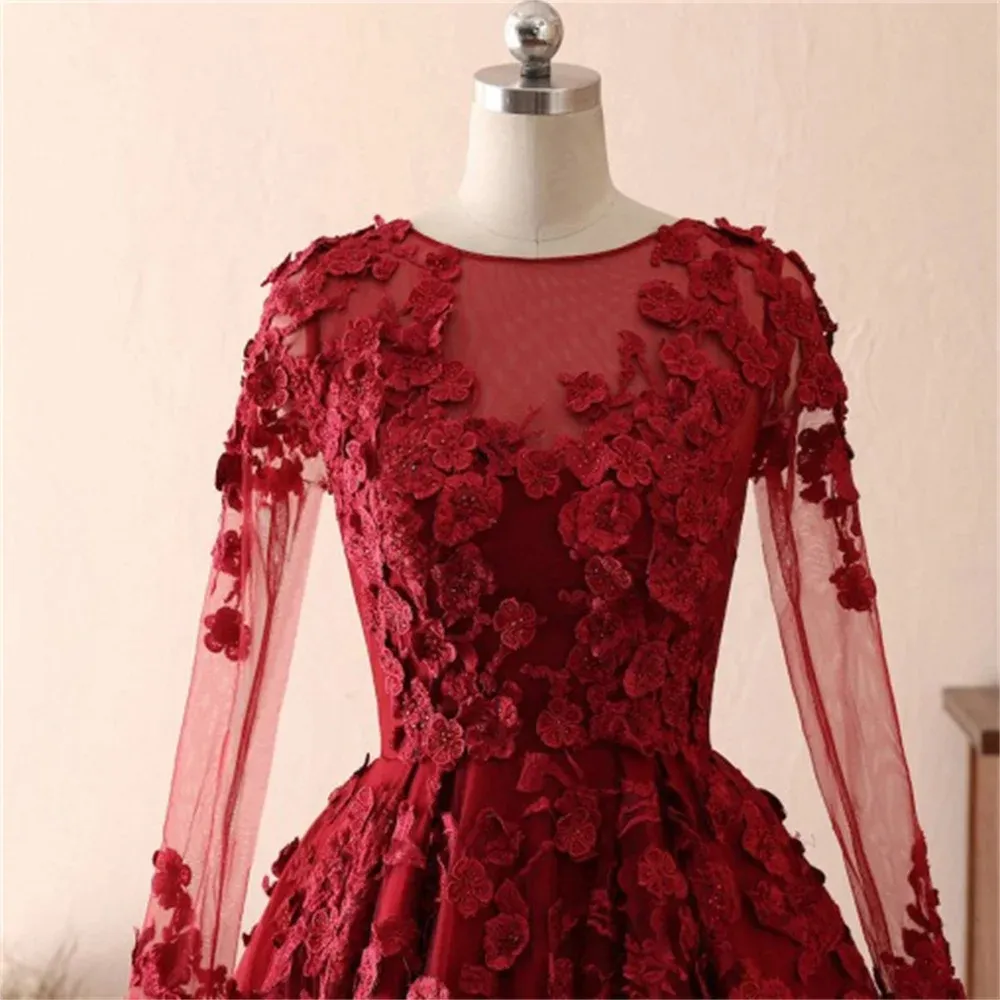 Long A-line Princess Party prom Dresses Vintage 3D Floral Night Dresses Appliques Lace Celebrity Dresses vestidos de fiesta