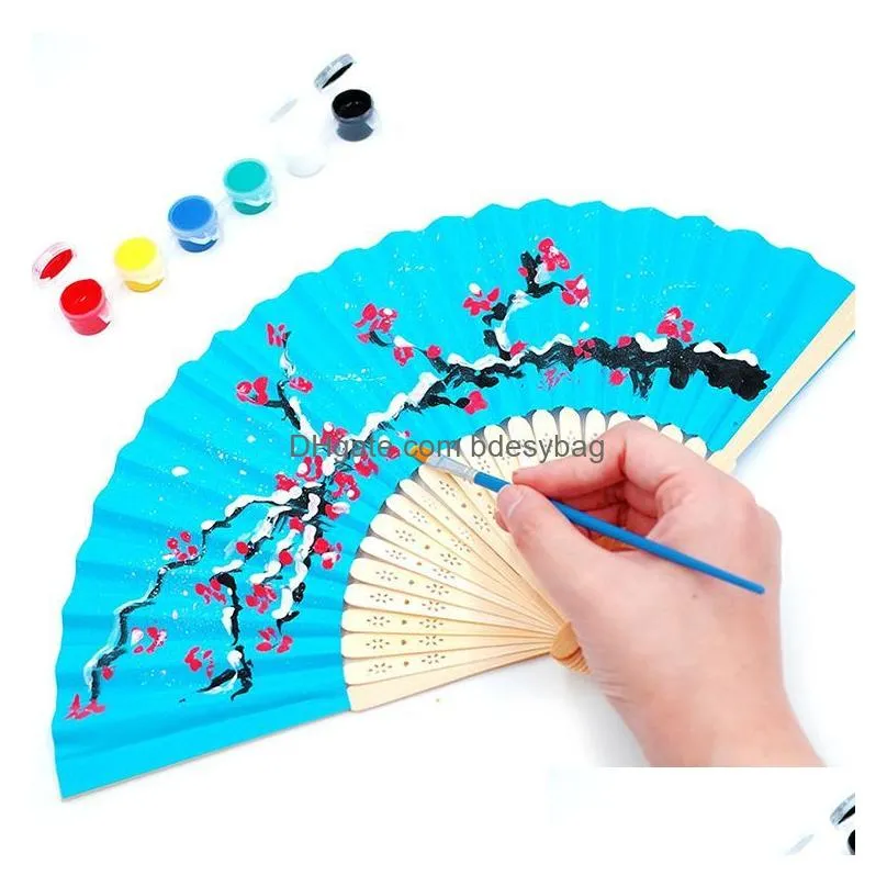 Party Favor Personalized Folding Paper Hand Fan Fold Vintage Wedding Party Favors Baby Shower Gift Decoration Drop Delivery Home Garde Dhlst