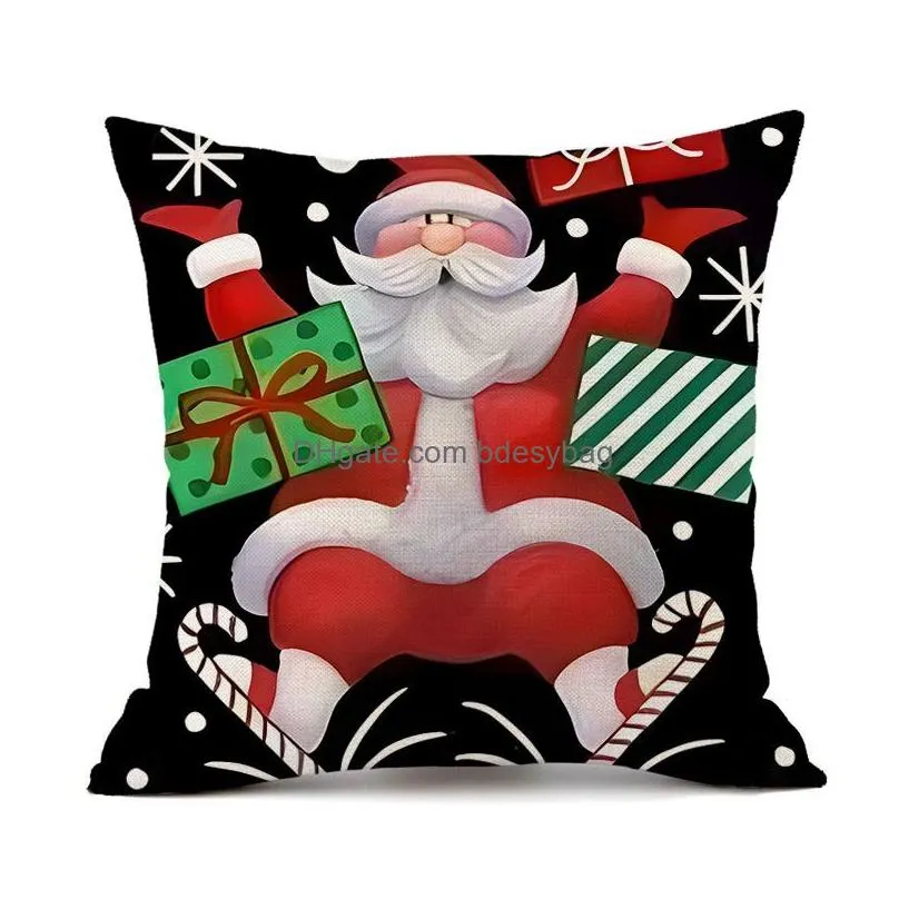 Cushion/Decorative Pillow Christmas Cushion Er Xmas Decorations For Home Merry Ornament Pillowcase Natal Navidad New Year Drop Deliver Dhx3F