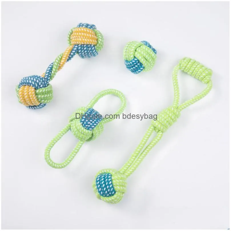 Dog Toys & Chews Handmade Pet Dog Chew Toy Powder Cotton Rope Knot Toys Combination Bite Molar Interaction Puppy Teething Supplies Dro Dhpu7