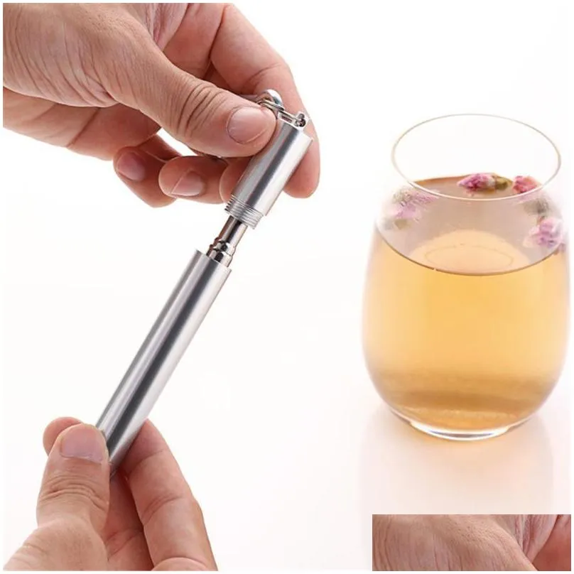 drinking straws portable retractable straw reusable metal with case set washable 304 stainless steel boba tubes bar accessories