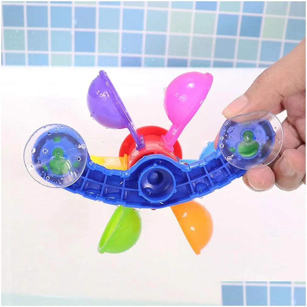 Bath Toys Fun Suction Cup Waterfall Gift Bathtub Whirling Windmill Baby Bath Toy Sensory 230627