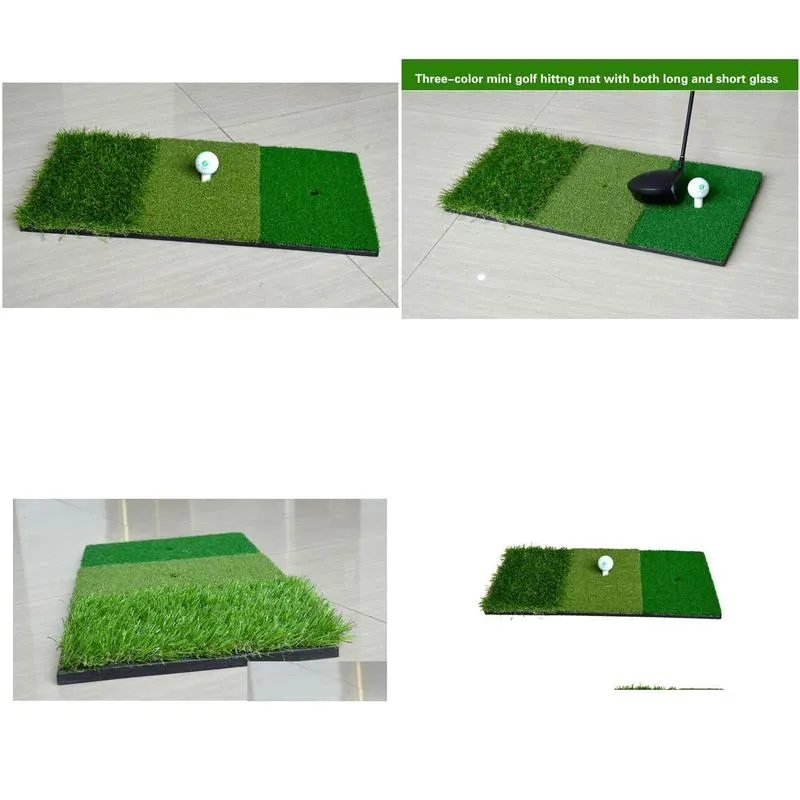 Golf Training Aids 12``x24``Golf Indoor Outdoor Backyard Tri-Turf With Tees Hole Practice Protable