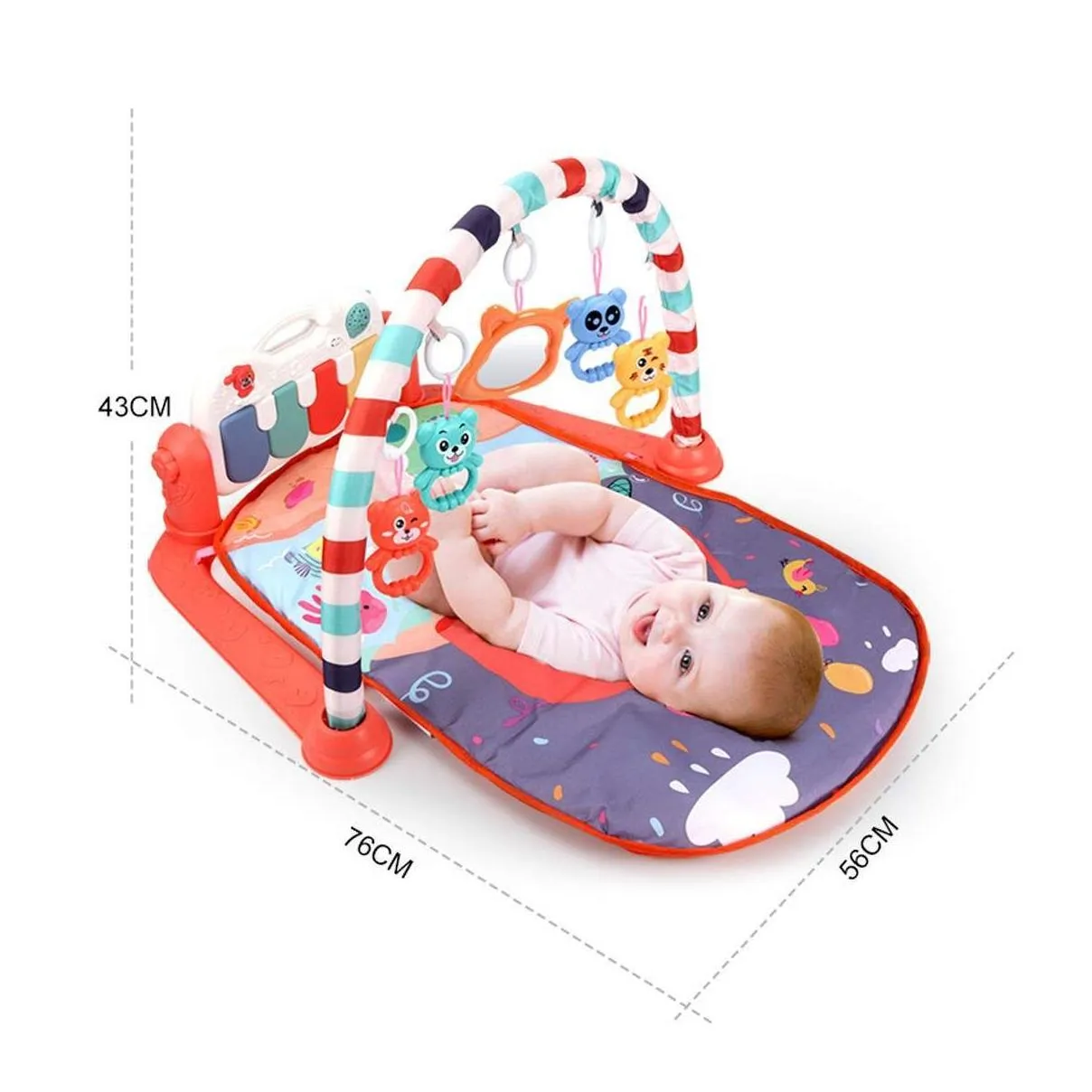 3 In 1 Baby Infant Gym Play Mat Fitness Music Piano Hanging Toy Projector Early Educational Puzzle Carpet Kids Rug 76x56x43cm 210402