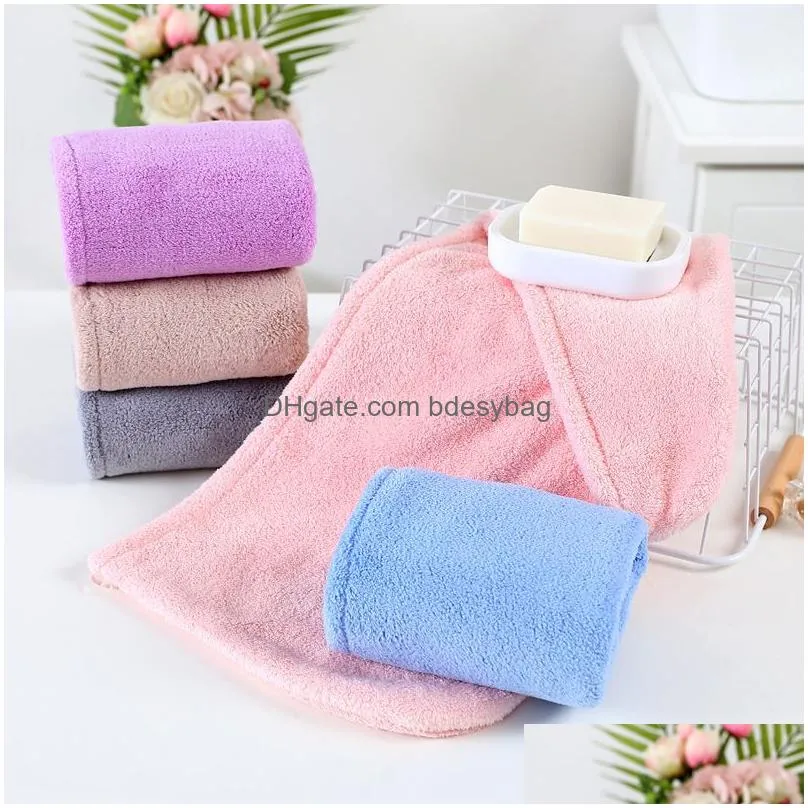 Shower Caps Drying Hair Towel Microfiber Shower Cap Wrap Strong Water Absorbent Triangle Hat Wi Tool Drop Delivery Home Garden Bath Ba Dhx3N