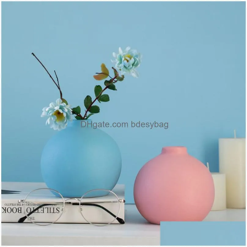 Vases Living Room Frosted Light Sand Ceramic Colorf Small Vases European Handmade Matte Flower Vase Drop Delivery Home Garden Home Dec Dhzuc