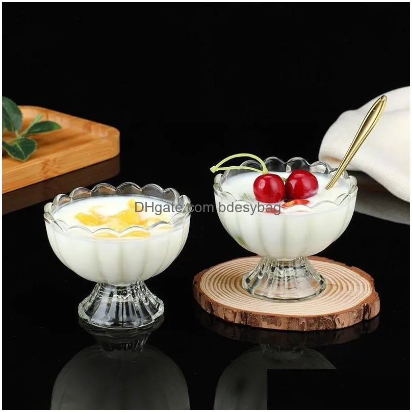 Wine Glasses Creative Cute Mug Beer Wine Glasses Cocktail Glass Dessert Cup Simple Goblet Ice Cream Bowl Cold Dish 7.5X9Cm Drop Delive Dhk6Y