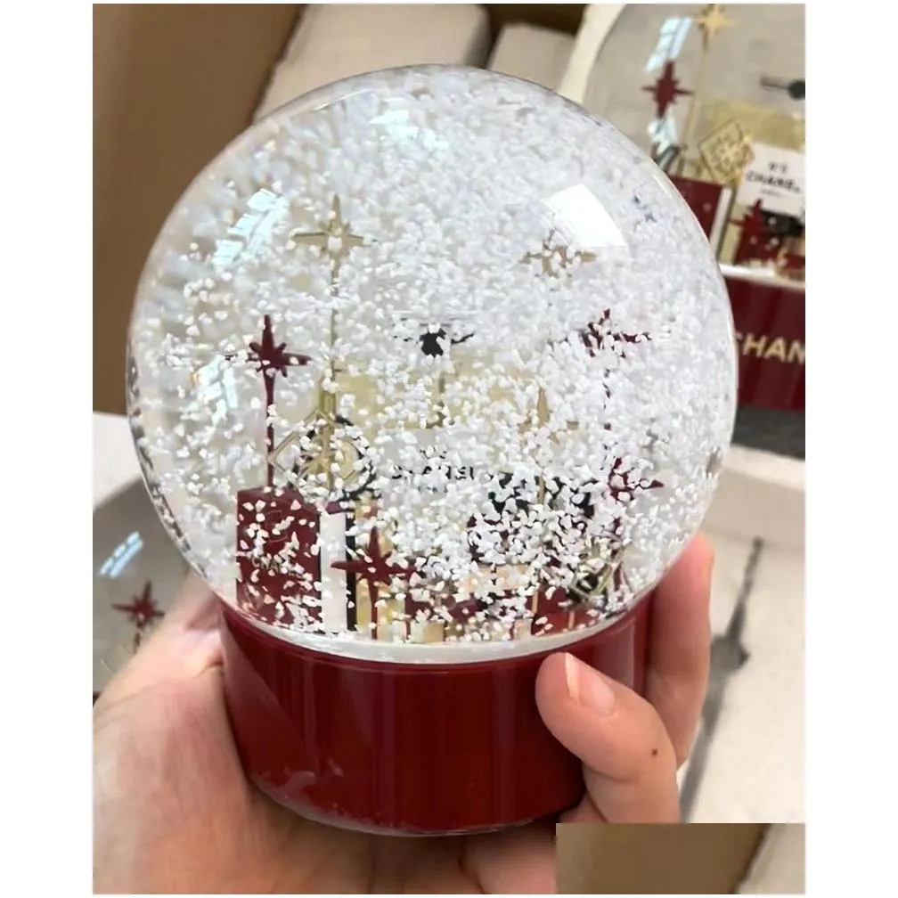 2023 edition c classics red christmas snow globe with perfume bottle inside crystal ball for special birthday novelty vip gift