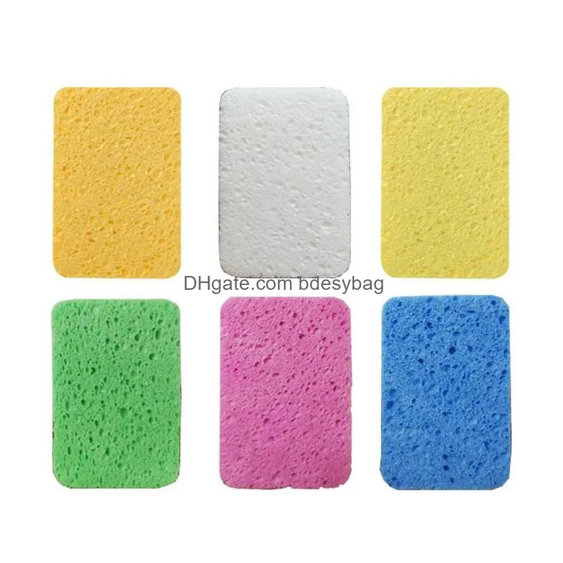 Sponges & Scouring Pads Eco-Friendly Natural Plant Dishwashing Pad Oil-Resistant Cleaning Sponge Reusable Safe Cotton Pp Tools Gadgets Dhxp0