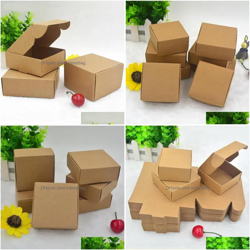 10 size carton kraft paper candy box small cardboard paper packaging box craft gift handmade soap packaging box lz1768