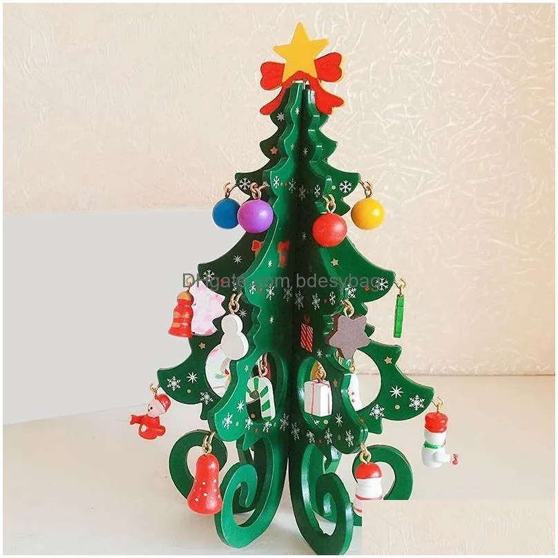 Christmas Decorations Creative Diy Wooden Christmas Tree Window Shop Mall Desktop Display Props Ornament Holiday Gifts Decoration Supp Dhbcq