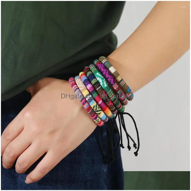 charm bracelets bohemia colorful wax rope bracelet for men women fabric ethnic boho jewelry wristbands friend couple gift