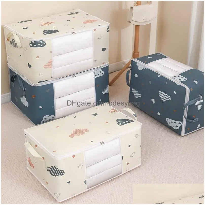Storage Bags Household Moving Big Capacity Duvet Blanket Sorting Bags Dustproof Clothes Organizer Drop Delivery Home Garden Housekeepi Dhqog